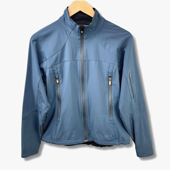 REI Insulated Windbreaker Jacket Wmns Sz M Dark Blue Green Full Zip Mock Neck - Picture 1 of 13